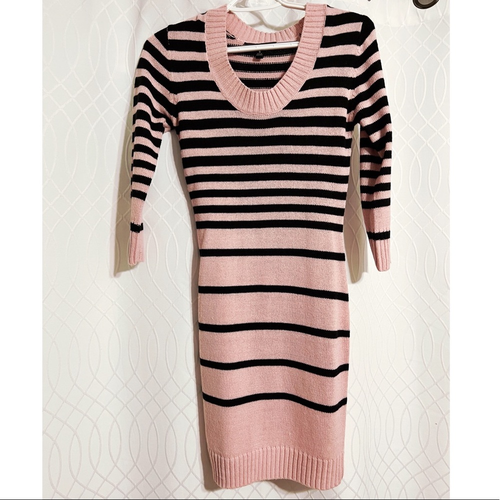 Pink and black half sleeve mini sweater dress, size small